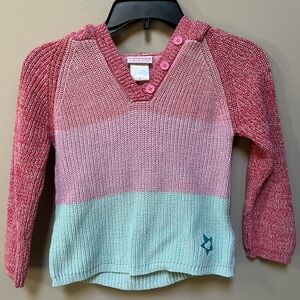 American Girl Pink Red Mint Striped Knit Hoodie Sweater
